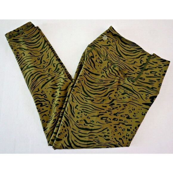 Athleta 798638-09 Women Sz M Green Animal Print Transcend 7/8 Tight Leggings - Picture 9 of 11